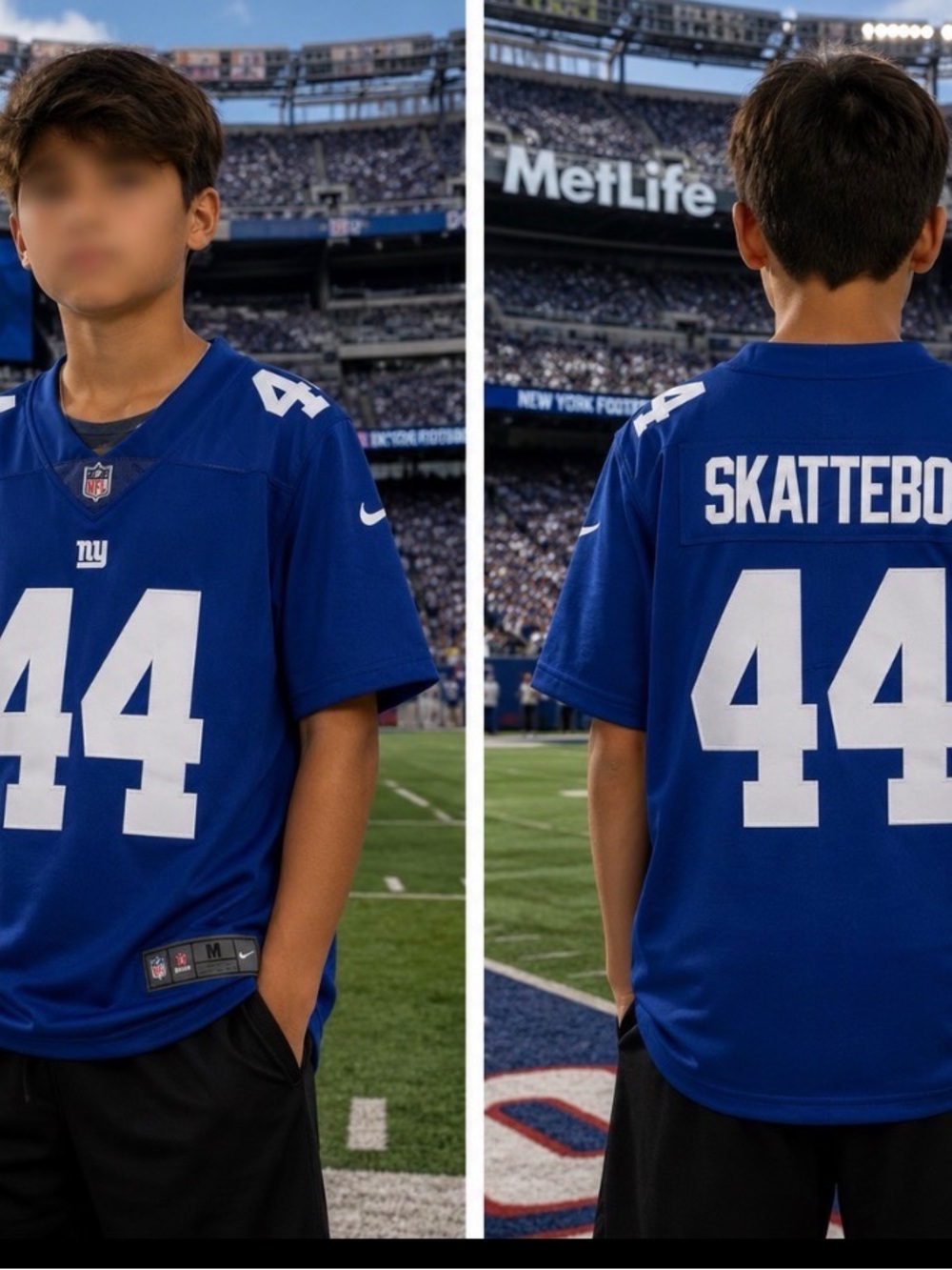 Cam Skatteboo NY Giants Kids' Royal Blue Youth Medium 10/12 Jersey - #44
